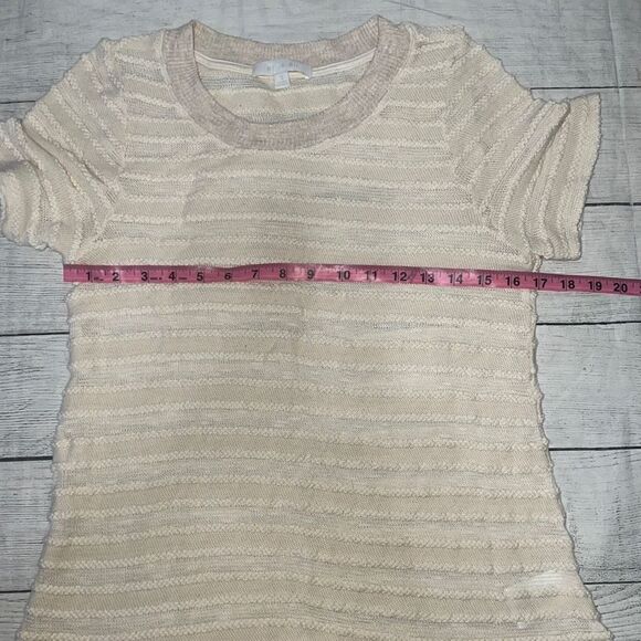 Anthropologie | Anthro Eri + Ali Adia Ivory Fringed Sweater Short Sleeve Boho S - Picture 5 of 9